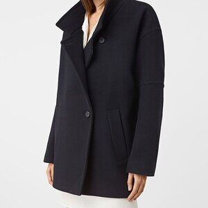 All Saints Meade Torto Coat, Women's Size 2, Ink Blue Wool Blend